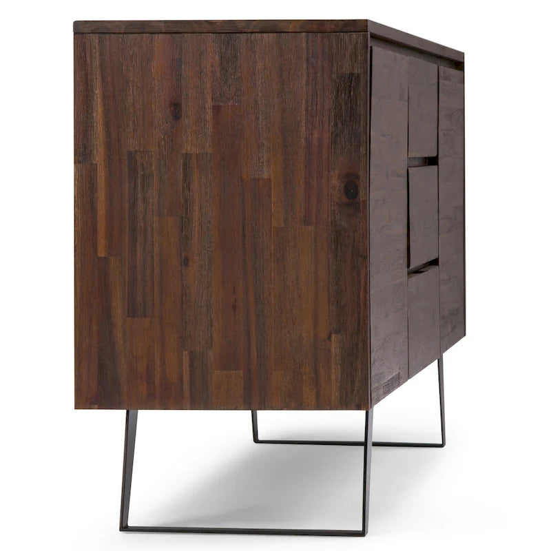 Buffet rectangulaire moderne industriel en bois de chêne WYNDENHALL Mitchell Metal de 152 cm de large - 152 x 43 x 76 cm