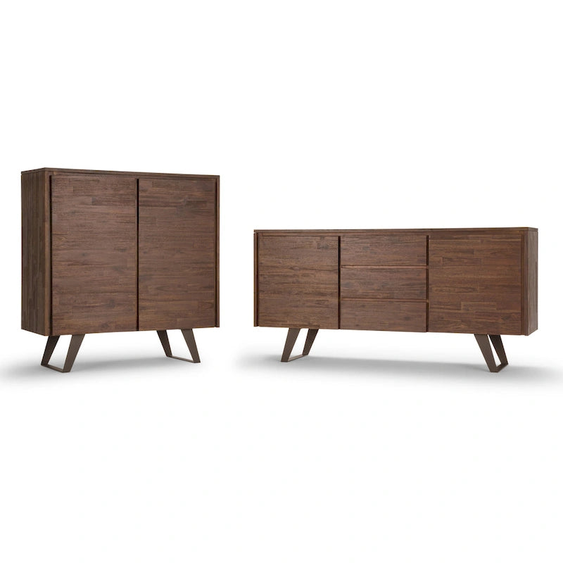 Buffet rectangulaire moderne industriel en bois de chêne WYNDENHALL Mitchell Metal de 152 cm de large - 152 x 43 x 76 cm