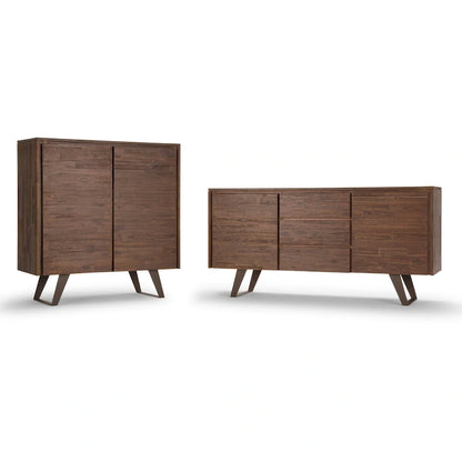 Buffet rectangulaire moderne industriel en bois de chêne WYNDENHALL Mitchell Metal de 152 cm de large - 152 x 43 x 76 cm
