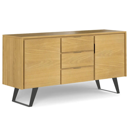 Buffet rectangulaire moderne industriel en bois de chêne WYNDENHALL Mitchell Metal de 152 cm de large - 152 x 43 x 76 cm