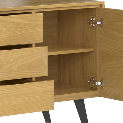 Buffet rectangulaire moderne industriel en bois de chêne WYNDENHALL Mitchell Metal de 152 cm de large - 152 x 43 x 76 cm