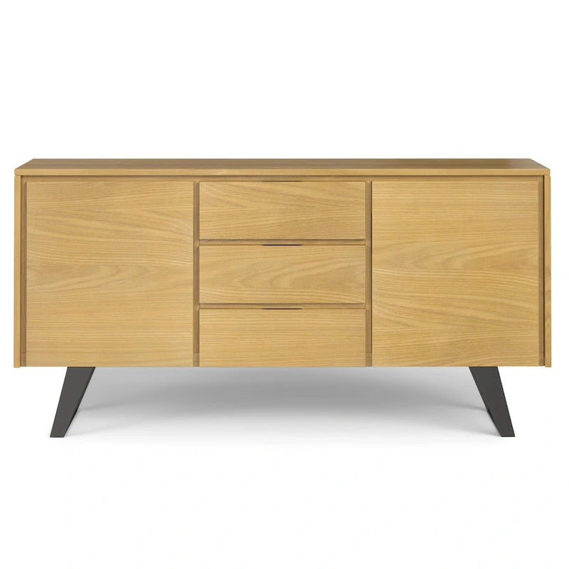 Buffet rectangulaire moderne industriel en bois de chêne WYNDENHALL Mitchell Metal de 152 cm de large - 152 x 43 x 76 cm