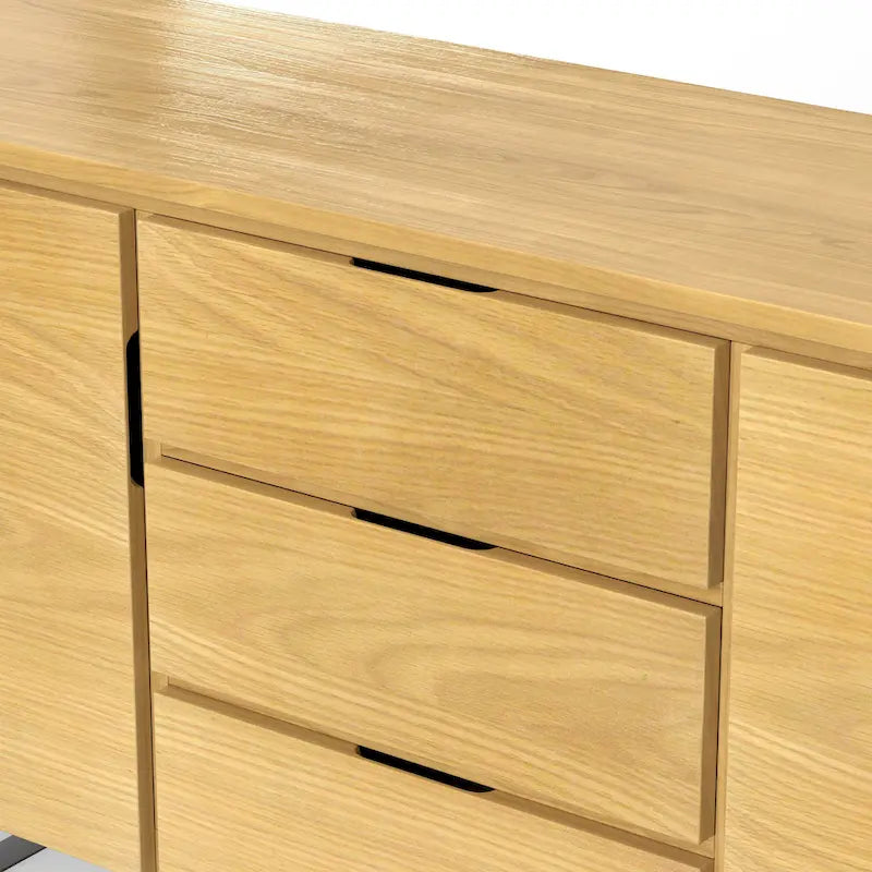 Buffet rectangulaire moderne industriel en bois de chêne WYNDENHALL Mitchell Metal de 152 cm de large - 152 x 43 x 76 cm