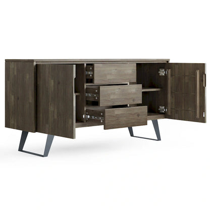 Buffet rectangulaire moderne industriel en bois de chêne WYNDENHALL Mitchell Metal de 152 cm de large - 152 x 43 x 76 cm