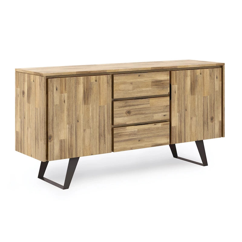 Buffet rectangulaire moderne industriel en bois de chêne WYNDENHALL Mitchell Metal de 152 cm de large - 152 x 43 x 76 cm