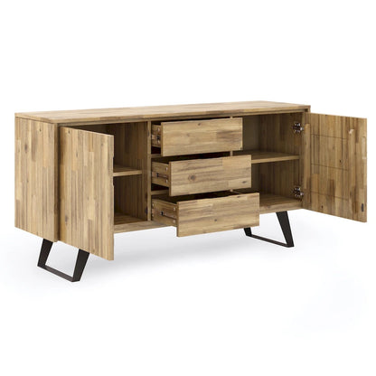 Buffet rectangulaire moderne industriel en bois de chêne WYNDENHALL Mitchell Metal de 152 cm de large - 152 x 43 x 76 cm