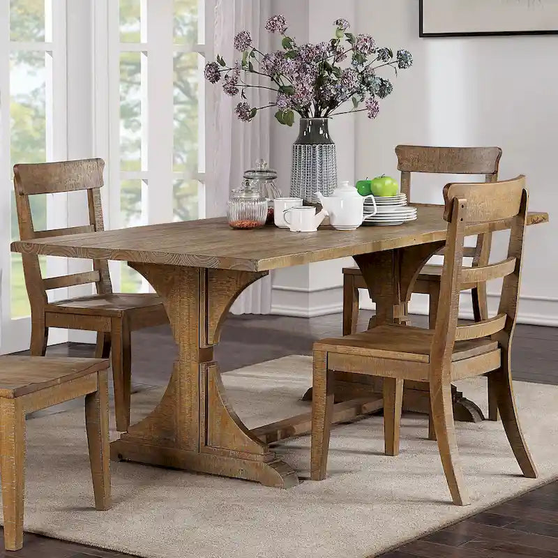 Table de salle à manger rustique Badri de 76 pouces en bois massif de Furniture of America