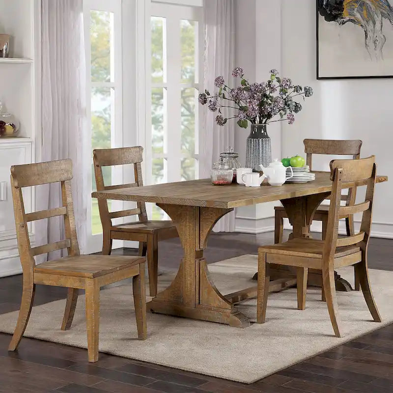 Table de salle à manger rustique Badri de 76 pouces en bois massif de Furniture of America