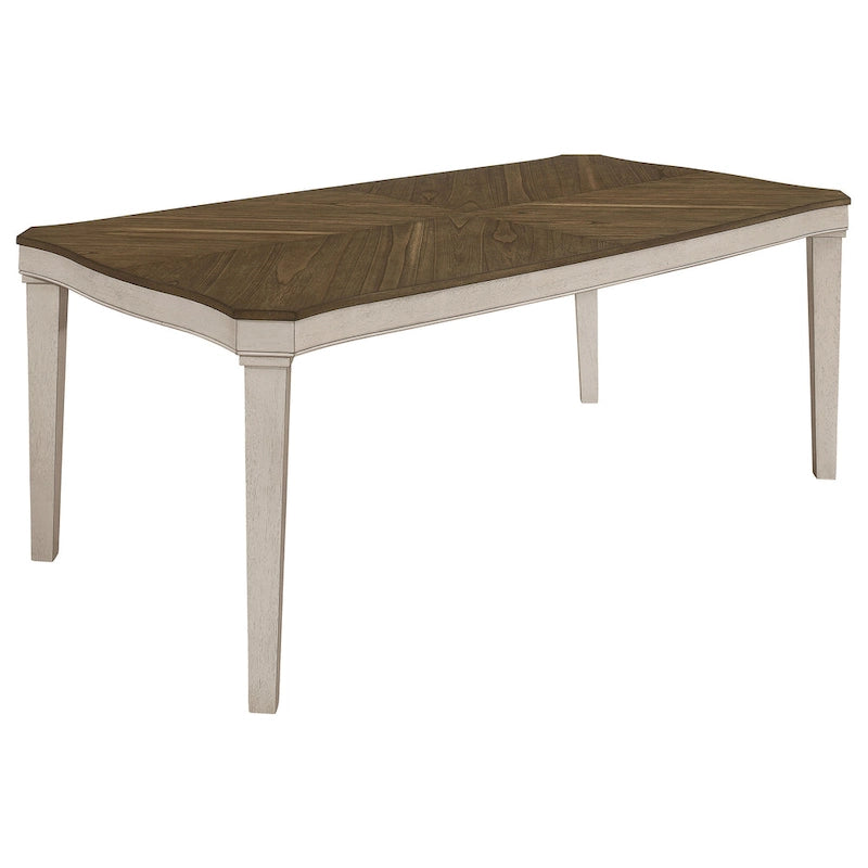 Ensemble de table à manger 7 pièces couleur Noix de muscade et Crème rustique
