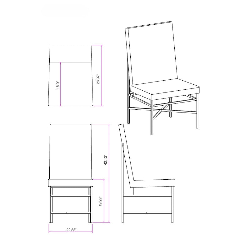 Chaise d'appoint contemporaine Somette avec structure en acier, lot de 2 - Non disponible
