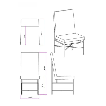 Chaise d'appoint contemporaine Somette avec structure en acier, lot de 2 - Non disponible