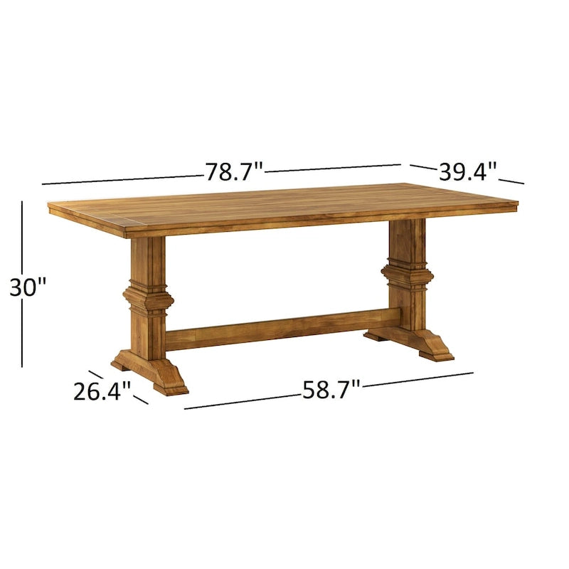 Ensemble de salle à manger 5 pièces Eleanor Oak Farmhouse à piètement tréteau - Dossier en X par iNSPIRE Q Classic