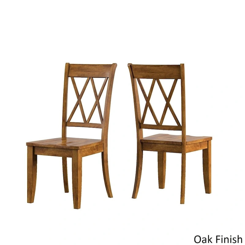 Ensemble de salle à manger 5 pièces Eleanor Oak Farmhouse à piètement tréteau - Dossier en X par iNSPIRE Q Classic