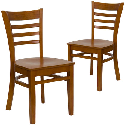 Chaise de restaurant à dossier à lattes en bois (lot de 2)