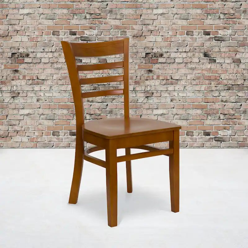 Chaise de restaurant à dossier à lattes en bois (lot de 2)