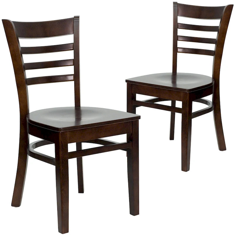 Chaise de restaurant à dossier à lattes en bois (lot de 2)