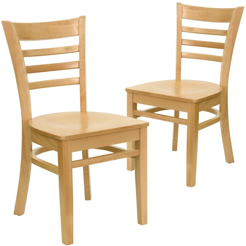 Chaise de restaurant à dossier à lattes en bois (lot de 2)
