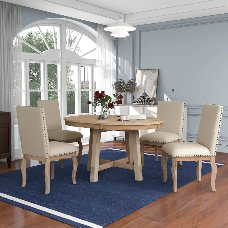 Ensemble de table à manger extensible 5 pièces avec chaises rembourrées