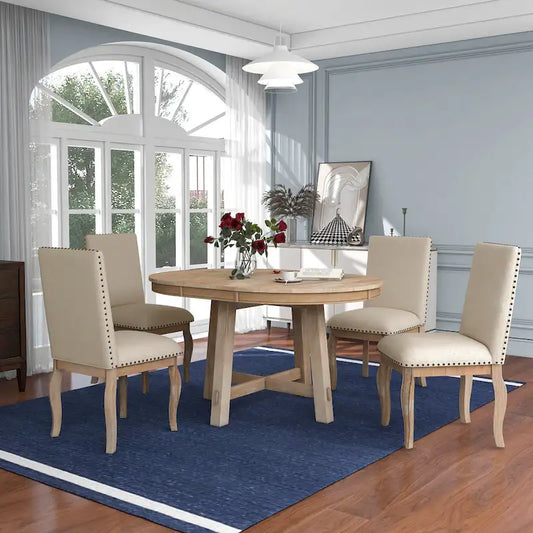 Ensemble de table à manger extensible 5 pièces avec chaises rembourrées