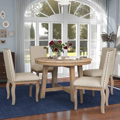 Ensemble de table à manger extensible 5 pièces avec chaises rembourrées