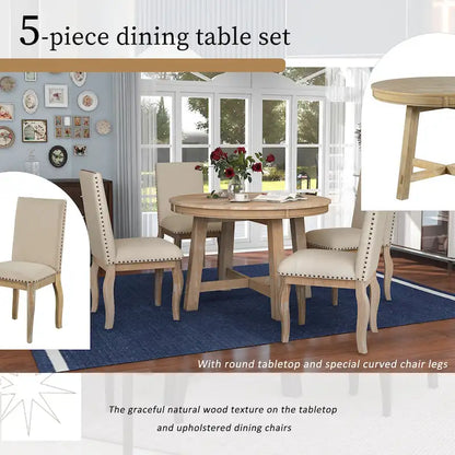 Ensemble de table à manger extensible 5 pièces avec chaises rembourrées