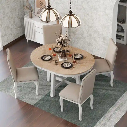 Ensemble de table à manger extensible 5 pièces avec chaises rembourrées