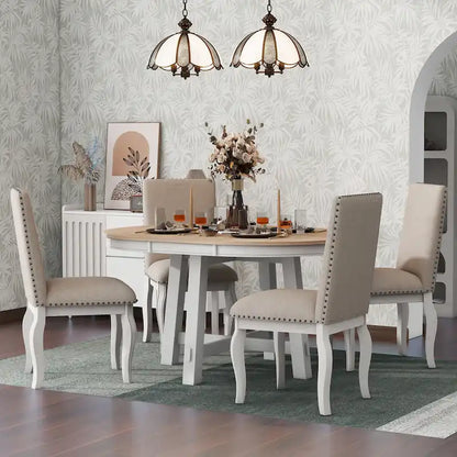 Ensemble de table à manger extensible 5 pièces avec chaises rembourrées