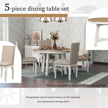 Ensemble de table à manger extensible 5 pièces avec chaises rembourrées