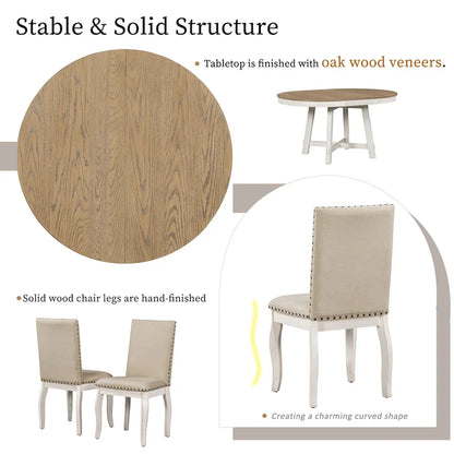 Ensemble de table à manger extensible 5 pièces avec chaises rembourrées