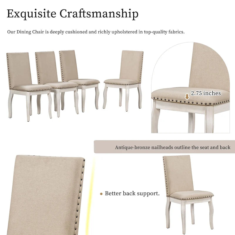 Ensemble de table à manger extensible 5 pièces avec chaises rembourrées