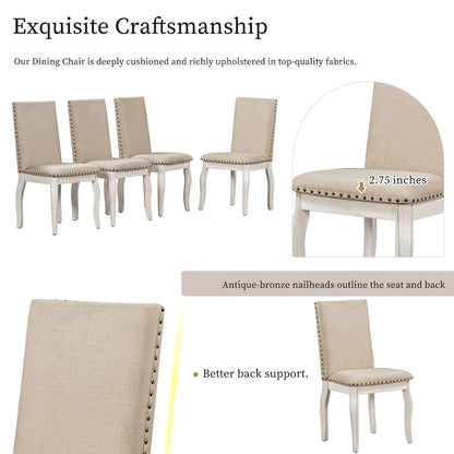 Ensemble de table à manger extensible 5 pièces avec chaises rembourrées