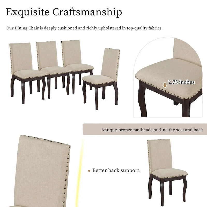 Ensemble de table à manger extensible 5 pièces avec chaises rembourrées