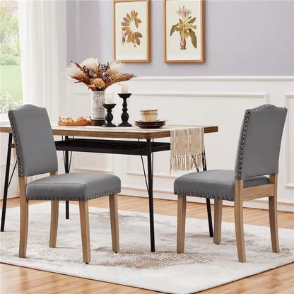 Yaheetech Lot de 2 chaises de salle à manger rembourrées avec garniture cloutée - 45,7 cm (L) x 57,2 cm (l) x 92,7 cm (H)