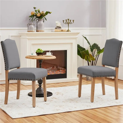 Yaheetech Lot de 2 chaises de salle à manger rembourrées avec garniture cloutée - 45,7 cm (L) x 57,2 cm (l) x 92,7 cm (H)