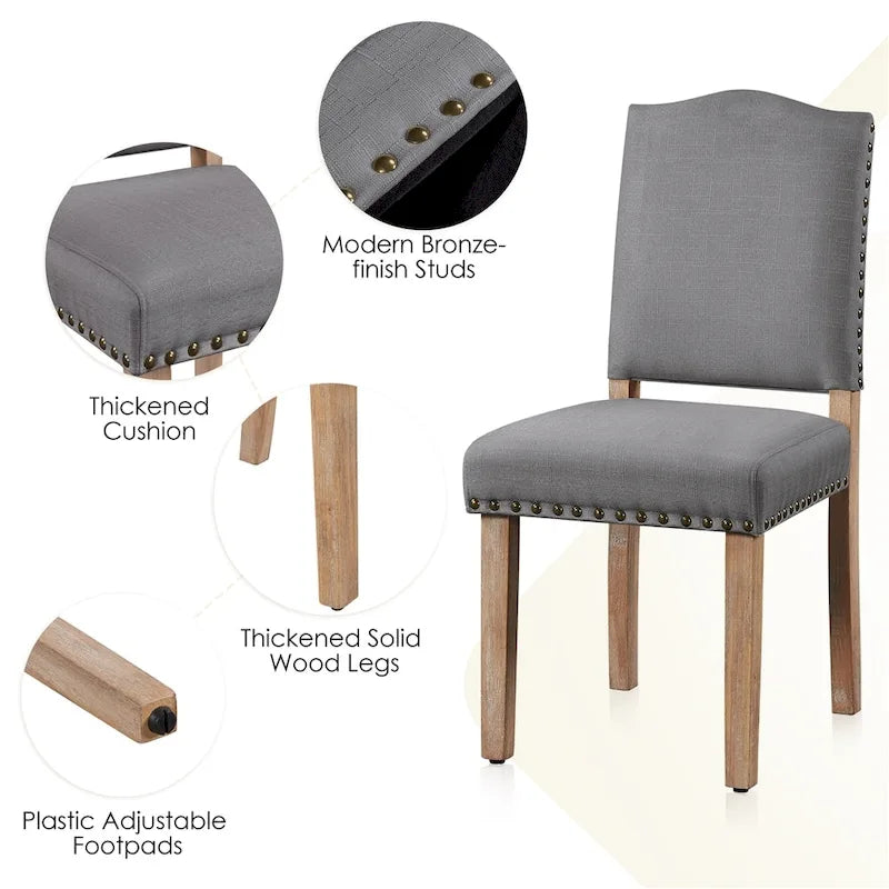 Yaheetech Lot de 2 chaises de salle à manger rembourrées avec garniture cloutée - 45,7 cm (L) x 57,2 cm (l) x 92,7 cm (H)