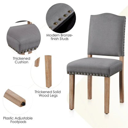Yaheetech Lot de 2 chaises de salle à manger rembourrées avec garniture cloutée - 45,7 cm (L) x 57,2 cm (l) x 92,7 cm (H)