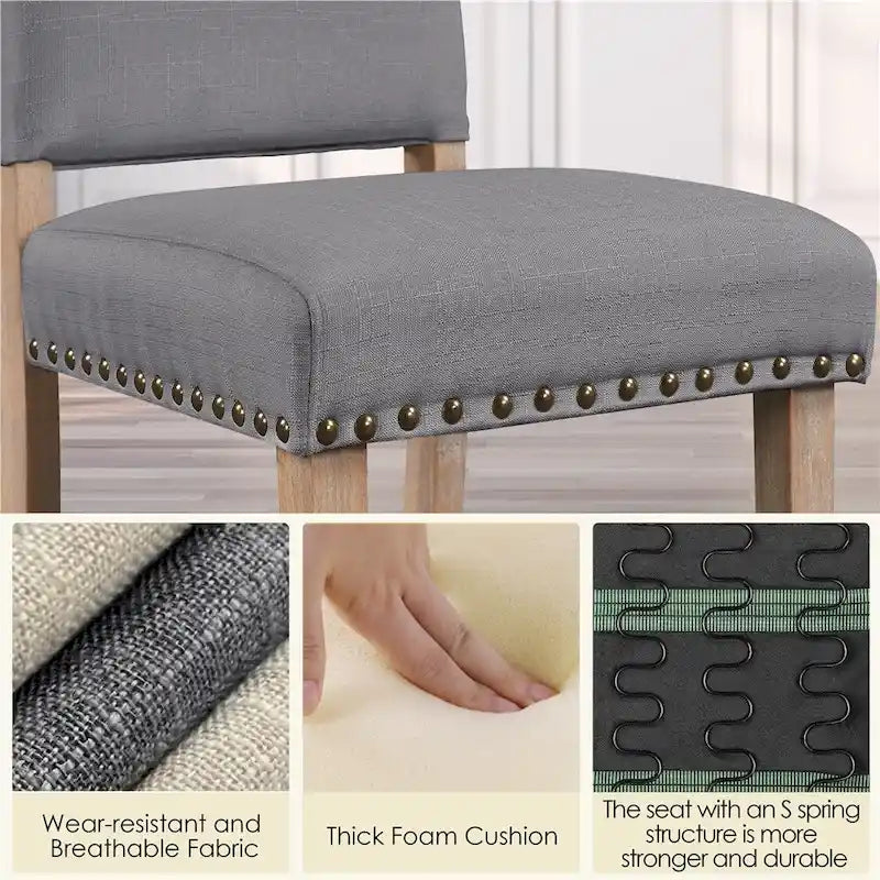 Yaheetech Lot de 2 chaises de salle à manger rembourrées avec garniture cloutée - 45,7 cm (L) x 57,2 cm (l) x 92,7 cm (H)