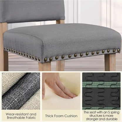 Yaheetech Lot de 2 chaises de salle à manger rembourrées avec garniture cloutée - 45,7 cm (L) x 57,2 cm (l) x 92,7 cm (H)