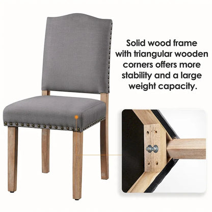 Yaheetech Lot de 2 chaises de salle à manger rembourrées avec garniture cloutée - 45,7 cm (L) x 57,2 cm (l) x 92,7 cm (H)