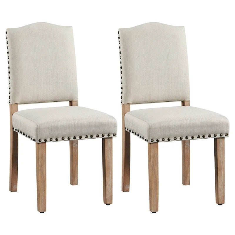 Yaheetech Lot de 2 chaises de salle à manger rembourrées avec garniture cloutée - 45,7 cm (L) x 57,2 cm (l) x 92,7 cm (H)