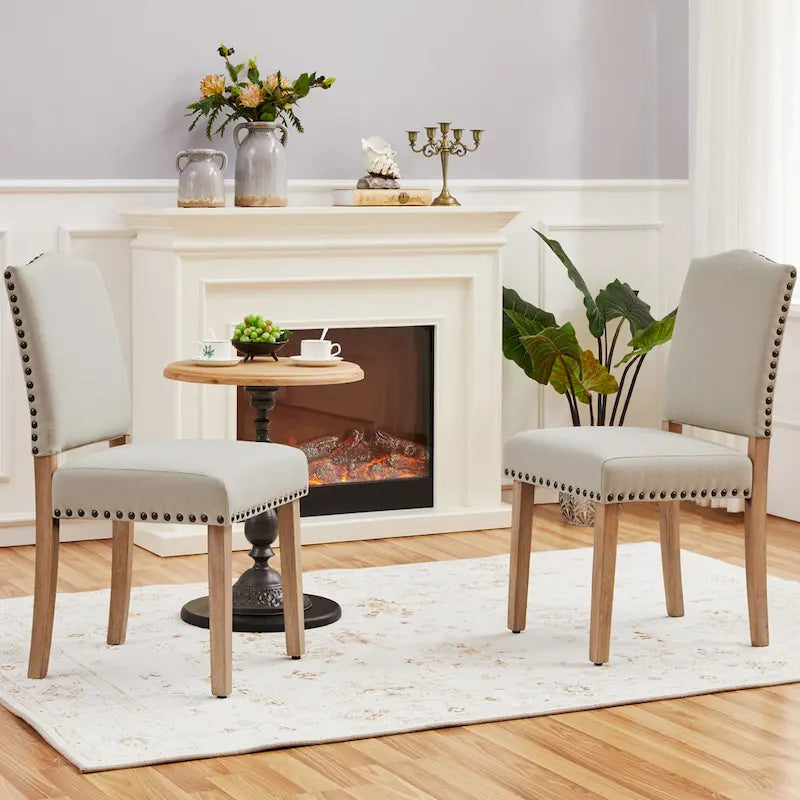 Yaheetech Lot de 2 chaises de salle à manger rembourrées avec garniture cloutée - 45,7 cm (L) x 57,2 cm (l) x 92,7 cm (H)