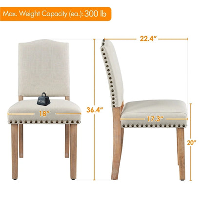 Yaheetech Lot de 2 chaises de salle à manger rembourrées avec garniture cloutée - 45,7 cm (L) x 57,2 cm (l) x 92,7 cm (H)