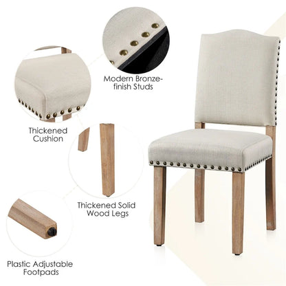 Yaheetech Lot de 2 chaises de salle à manger rembourrées avec garniture cloutée - 45,7 cm (L) x 57,2 cm (l) x 92,7 cm (H)