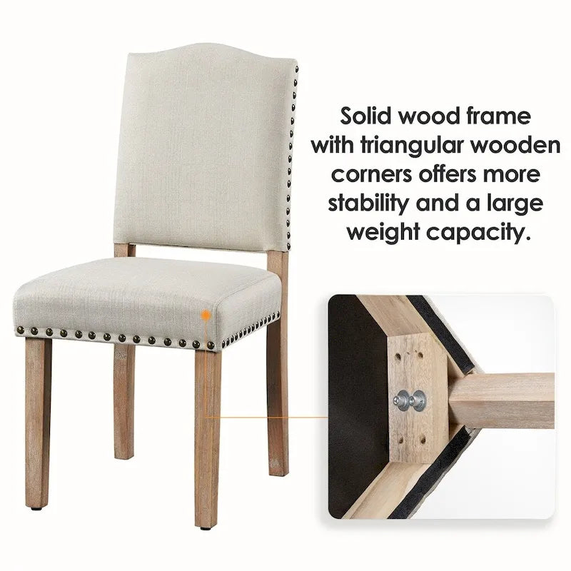 Yaheetech Lot de 2 chaises de salle à manger rembourrées avec garniture cloutée - 45,7 cm (L) x 57,2 cm (l) x 92,7 cm (H)