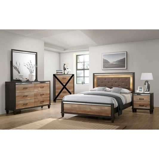 Ensemble de chambre à coucher Carbon Loft O'Connell en bois bicolore pour lit queen/king