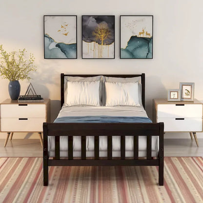 Cadre de lit plateforme en bois pour lit simple, sommier à panneaux, base de matelas