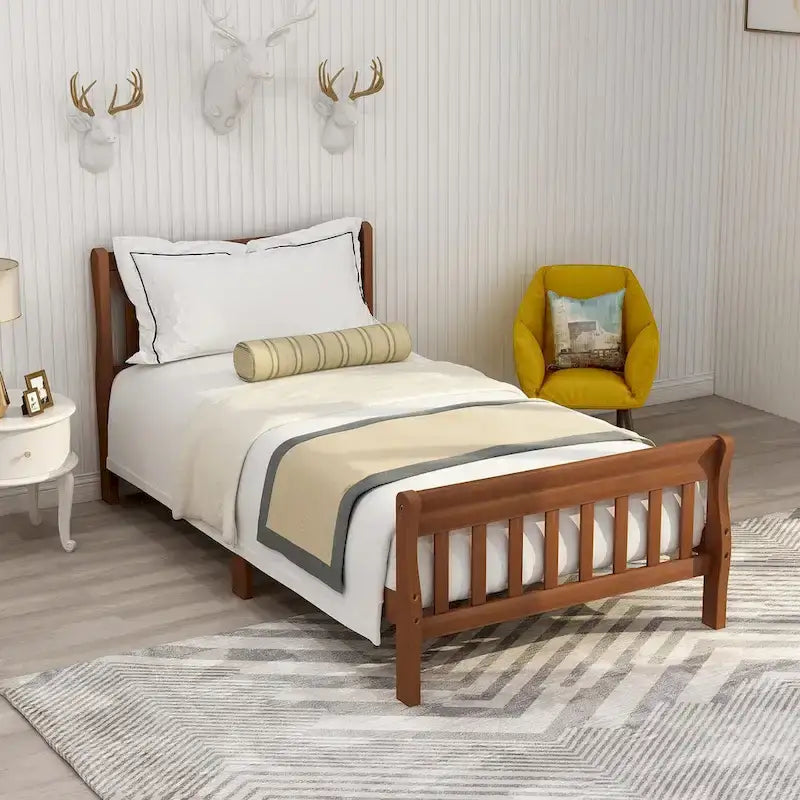 Cadre de lit plateforme en bois pour lit simple, sommier à panneaux, base de matelas