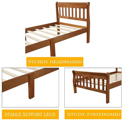 Cadre de lit plateforme en bois pour lit simple, sommier à panneaux, base de matelas