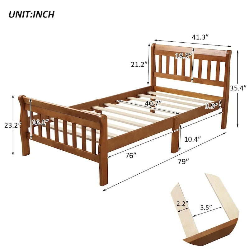 Cadre de lit plateforme en bois pour lit simple, sommier à panneaux, base de matelas