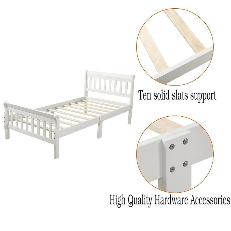 Cadre de lit plateforme en bois pour lit simple, sommier à panneaux, base de matelas